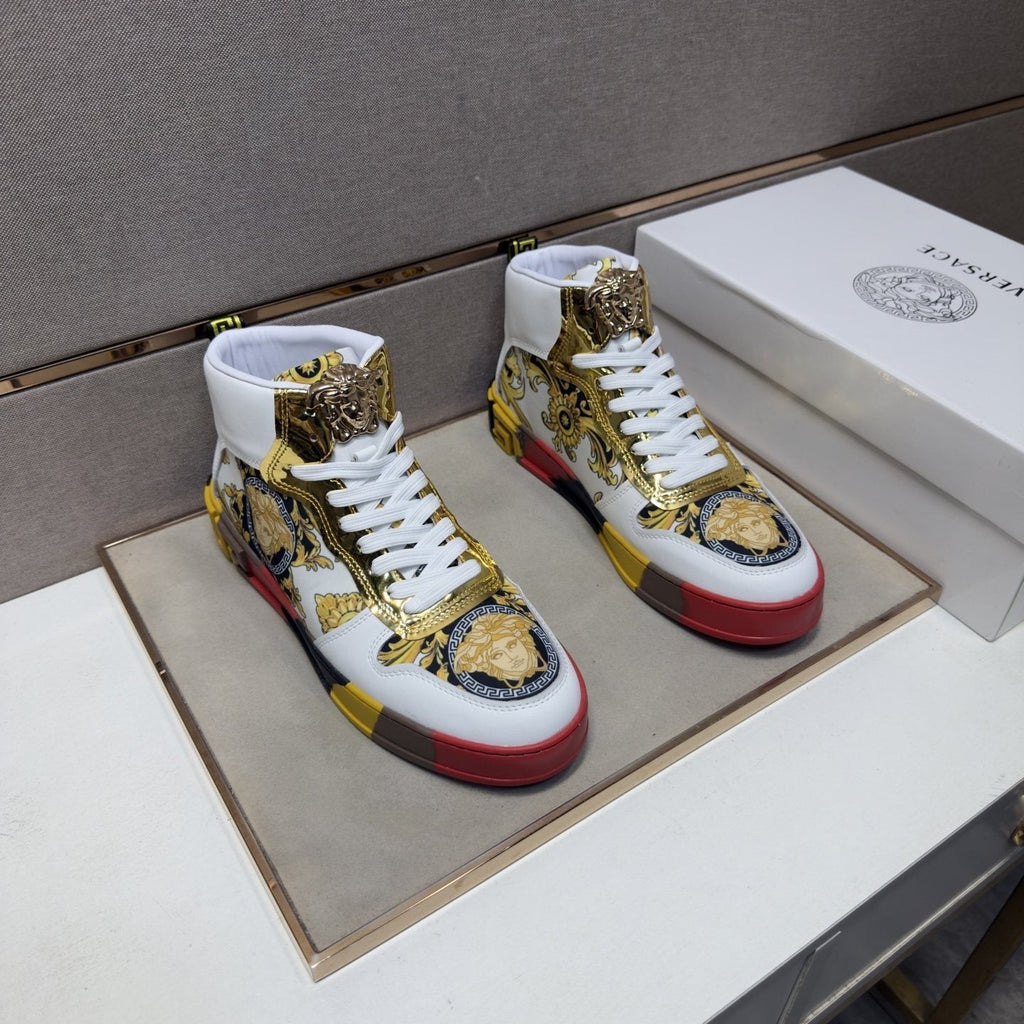 Versace Men's Gold High-Top Sneakers