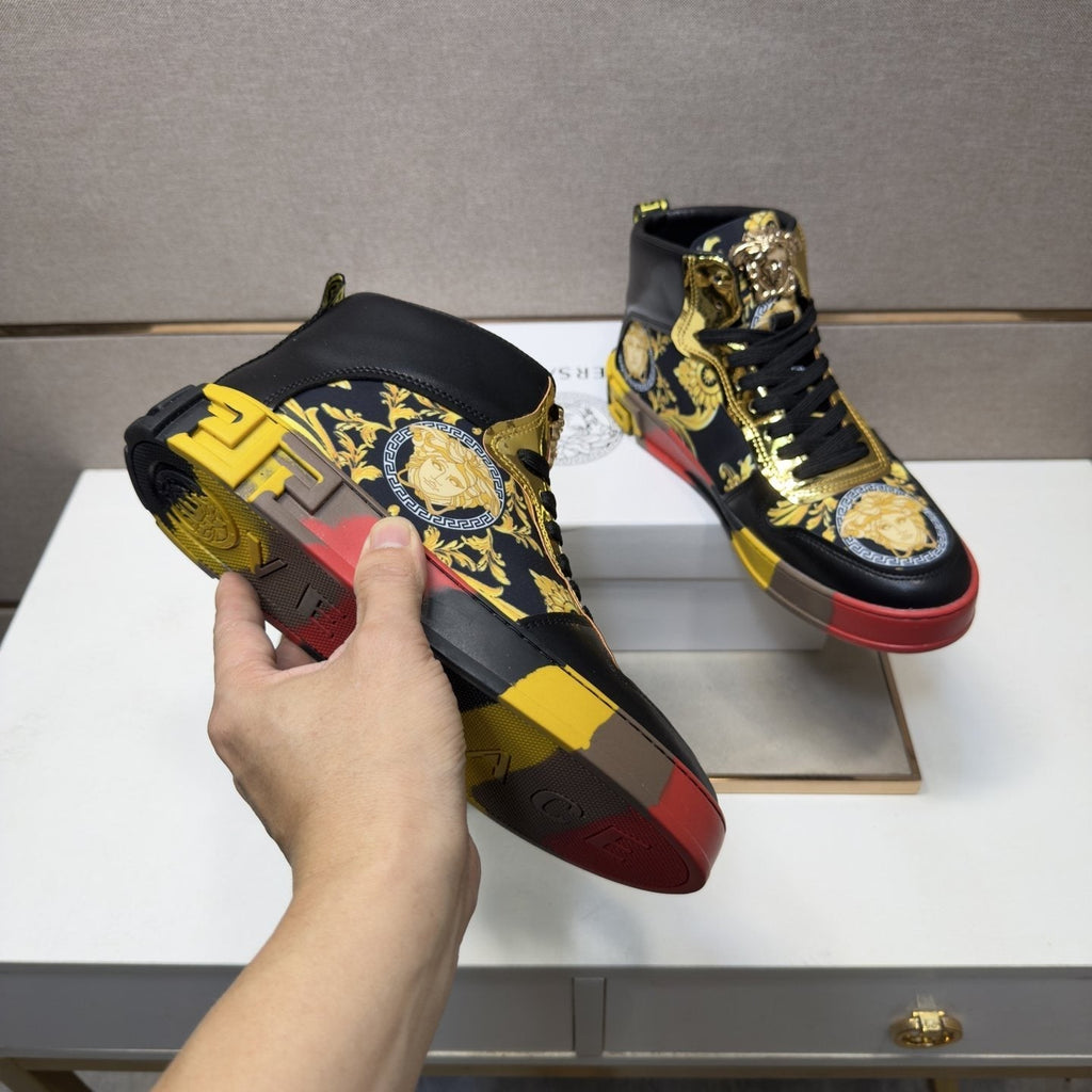 Versace Men's Gold High-Top Sneakers