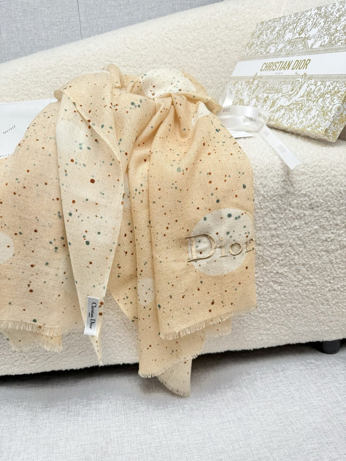 Dior Dotted Embroidered Scarf